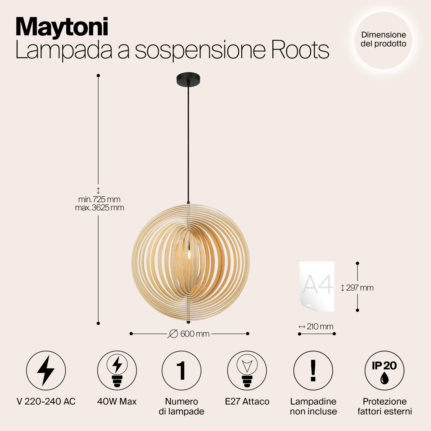 Maytoni Modern Roots Подвесной светильник цвет: черный MOD197PL-01W2
