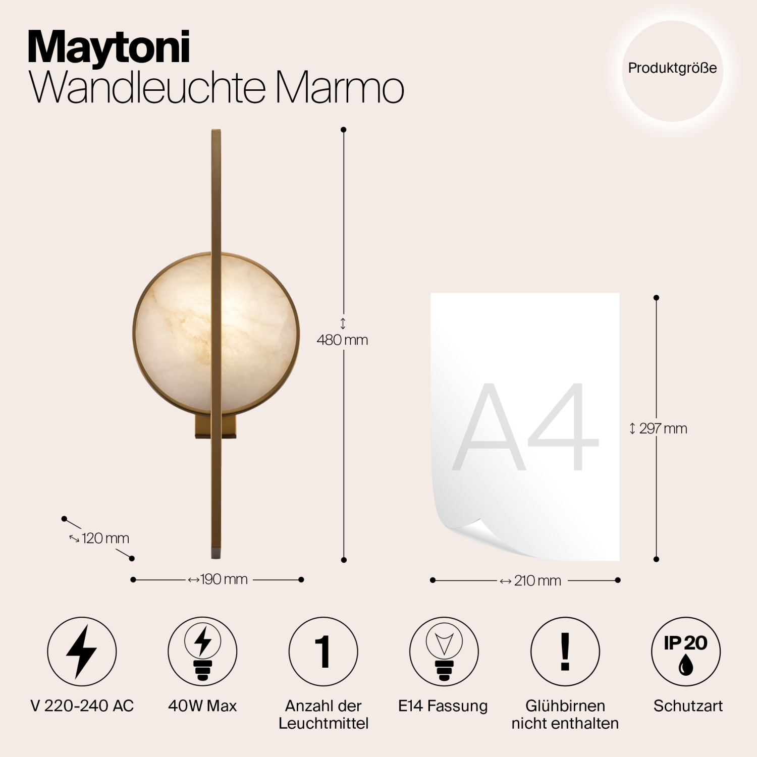 Maytoni Modern Marmo Настенный светильник (бра) цвет: латунь MOD099WL-01G