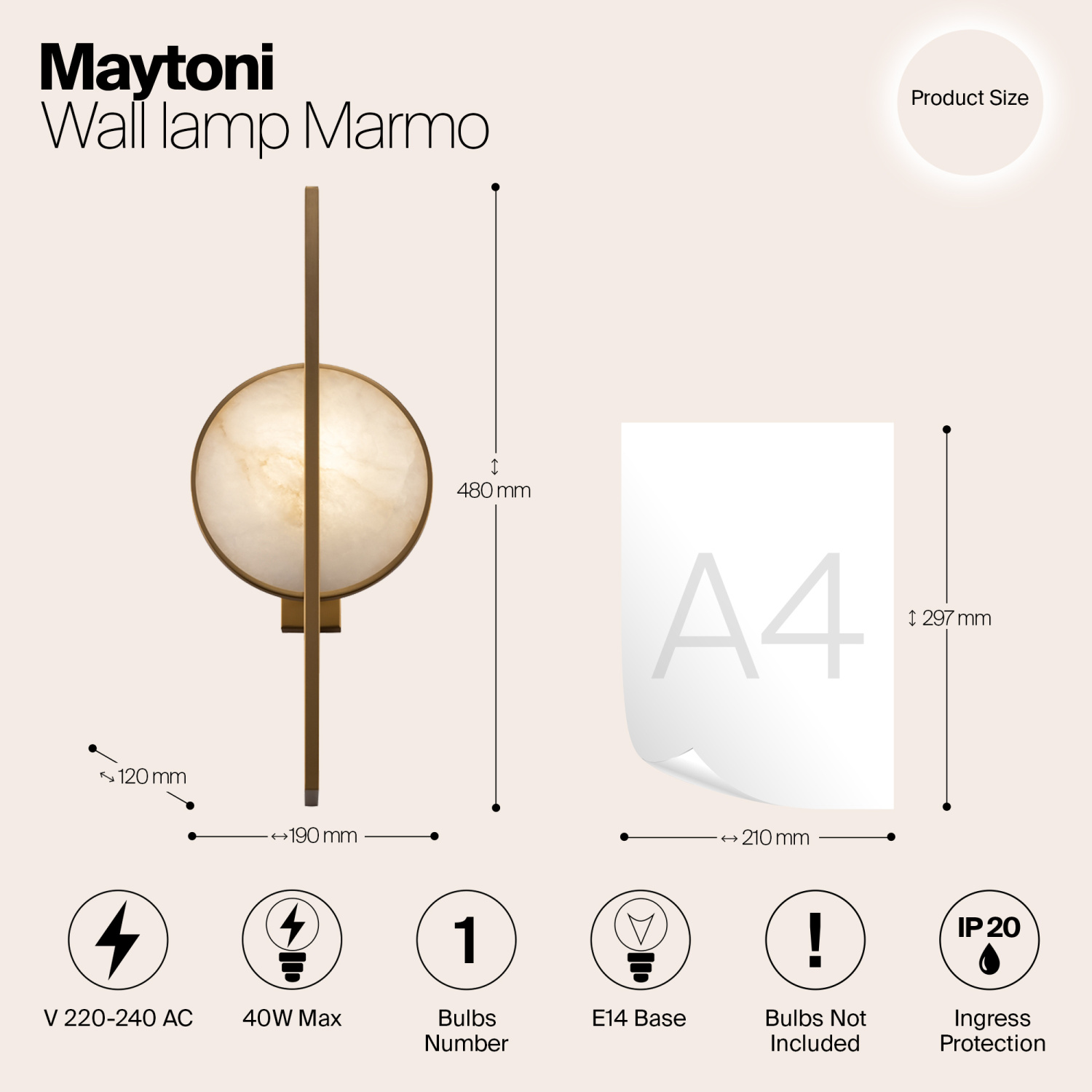 Maytoni Modern Marmo Настенный светильник (бра) цвет: латунь MOD099WL-01G