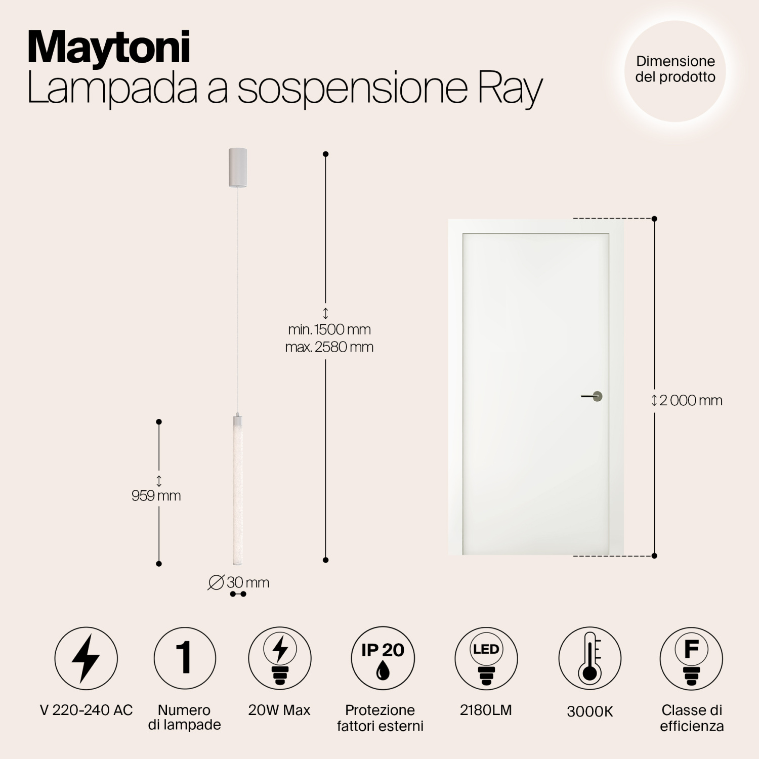Maytoni Technical Ray Подвесной светильник цвет: белый P022PL-L20W3K