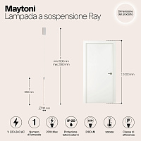 Maytoni Technical Ray Подвесной светильник цвет: белый P022PL-L20W3K