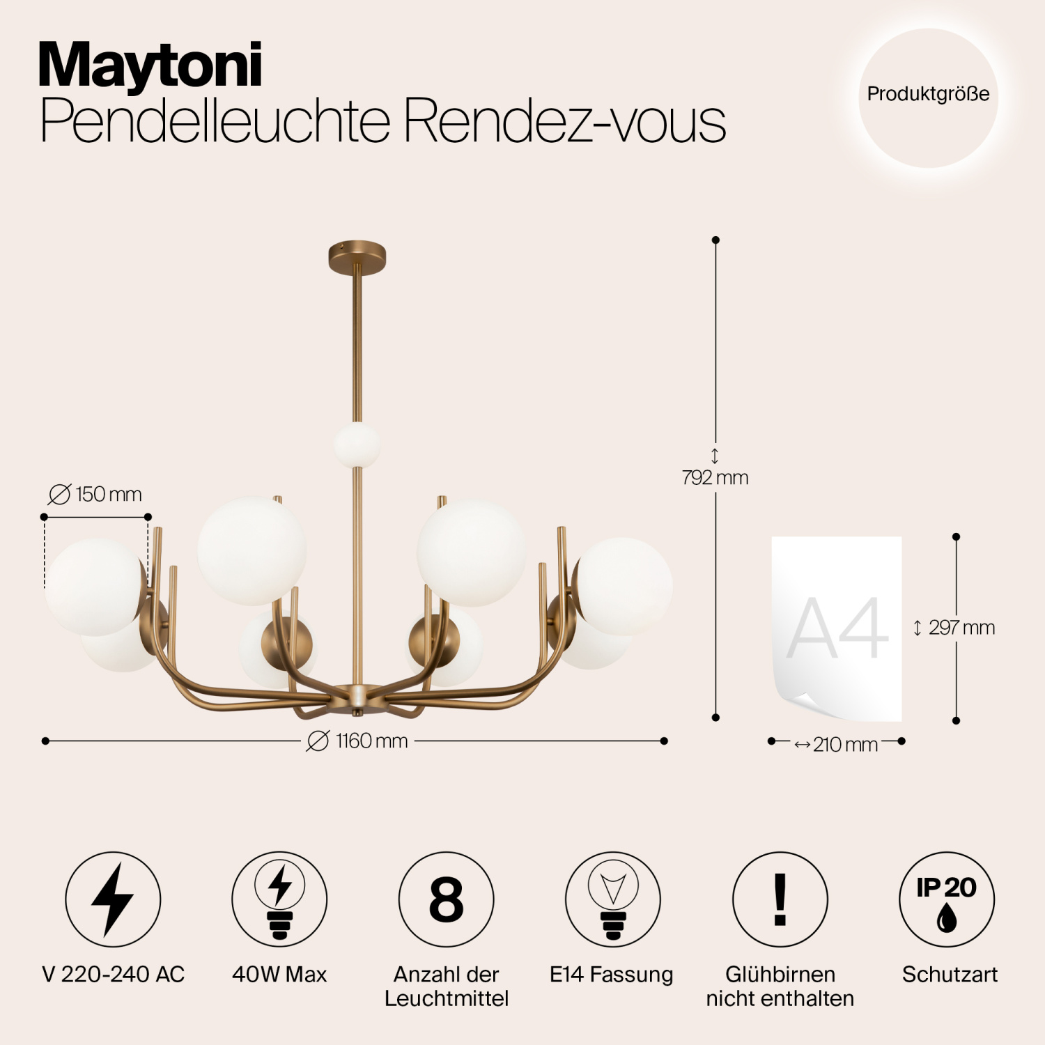 Maytoni Modern Rendez-vous Подвесной светильник цвет: латунь MOD109PL-08BS