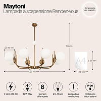 Maytoni Modern Rendez-vous Подвесной светильник цвет: латунь MOD109PL-08BS