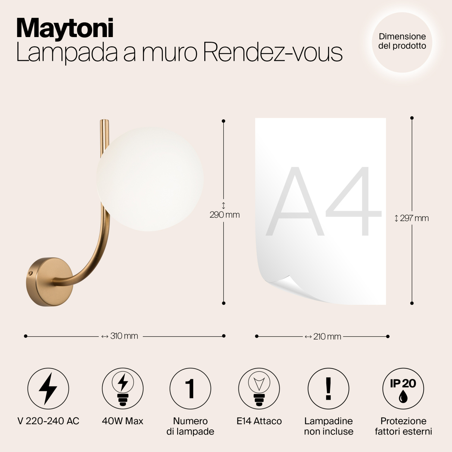 Maytoni Modern Rendez-vous Настенный светильник (бра) цвет: латунь MOD109WL-01BS