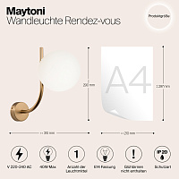 Maytoni Modern Rendez-vous Настенный светильник (бра) цвет: латунь MOD109WL-01BS