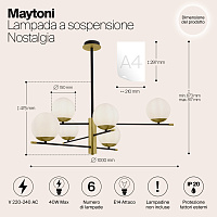 Maytoni Modern Nostalgia Подвесной светильник цвет: черный и золото MOD048PL-06G