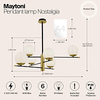 Maytoni Modern Nostalgia Подвесной светильник цвет: черный и золото MOD048PL-06G