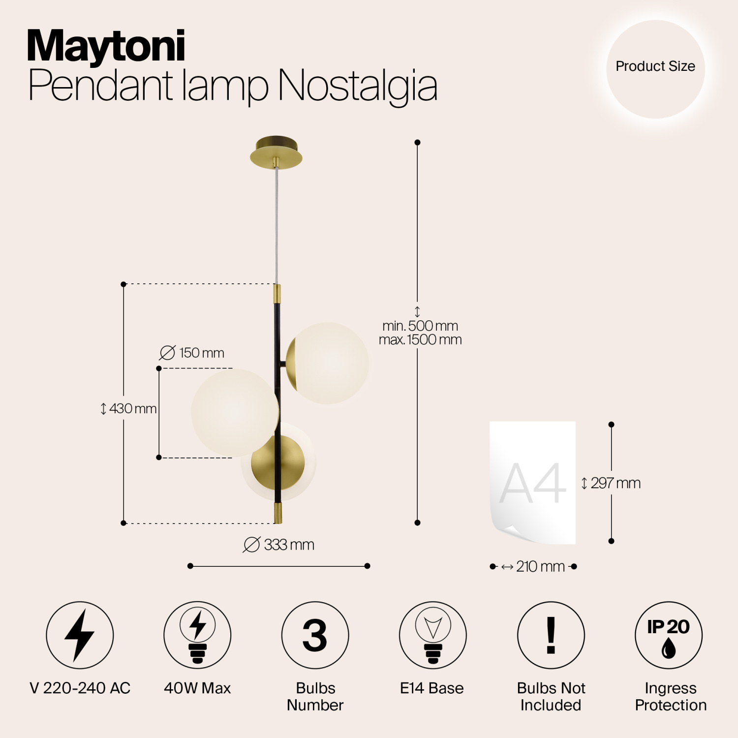 Maytoni Modern Nostalgia Подвесной светильник цвет: черный и золото MOD048PL-03G