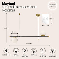 Maytoni Modern Nostalgia Подвесной светильник цвет: черный и золото MOD048PL-02G