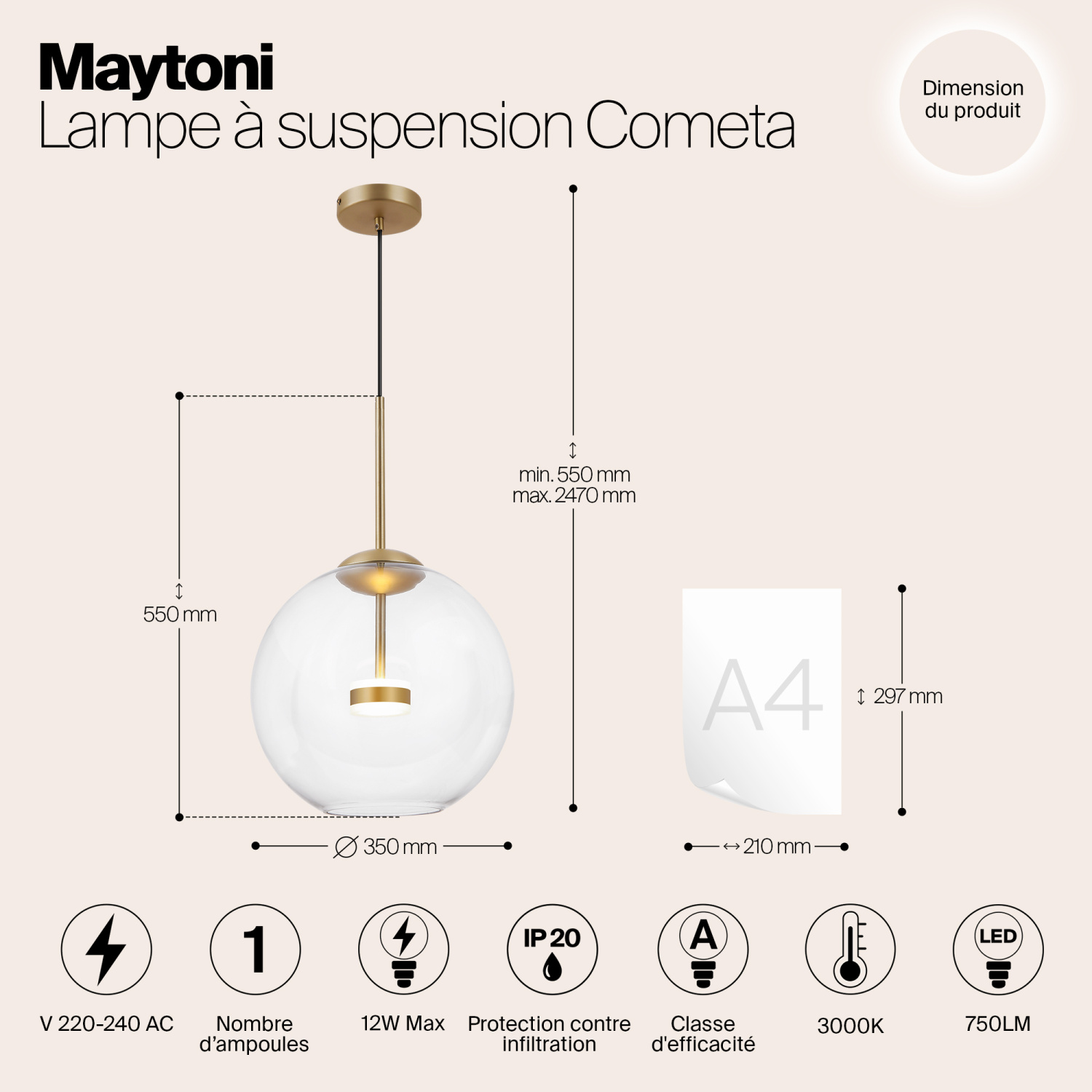 Maytoni Modern Cometa Подвесной светильник цвет: золото MOD056PL-L12G3K
