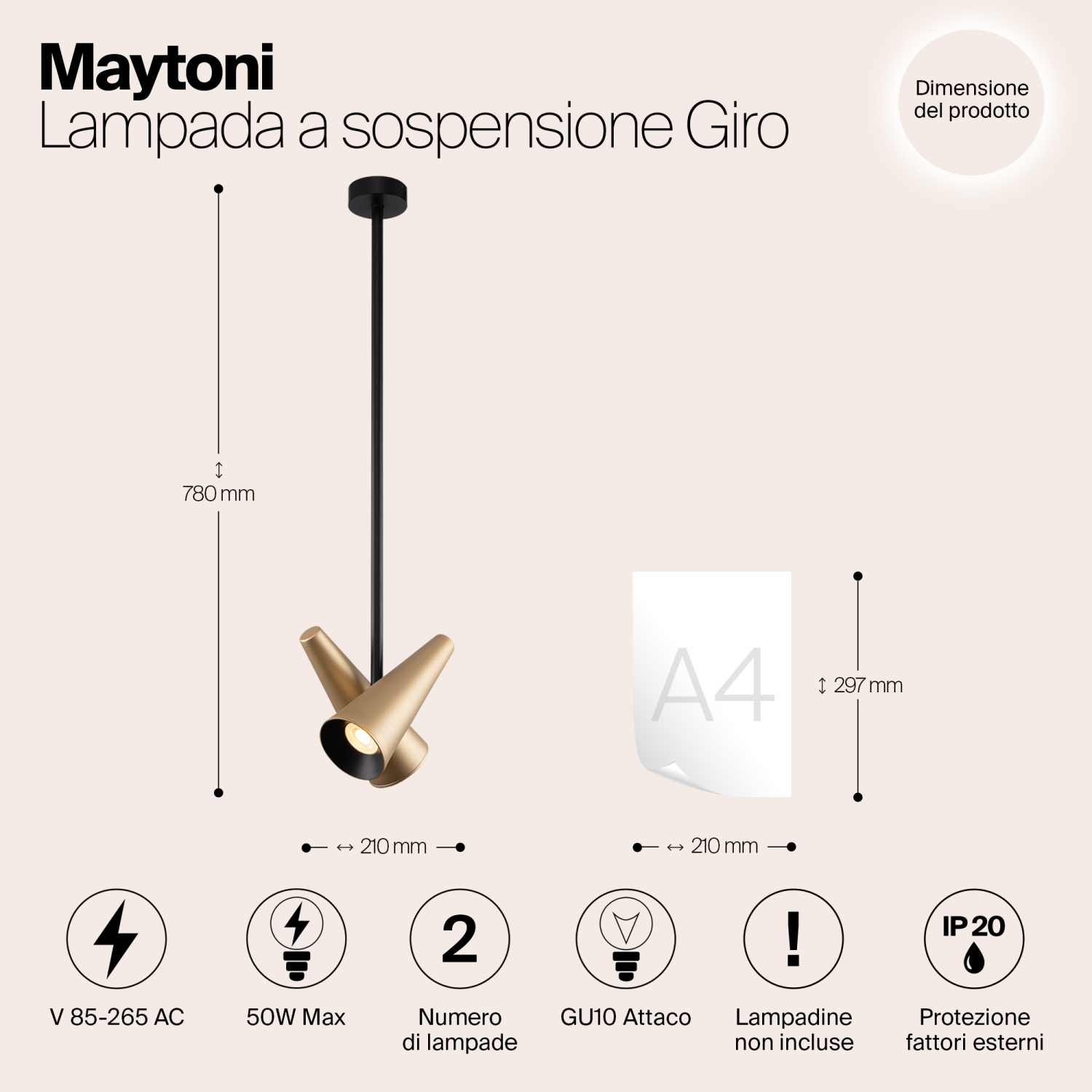 Maytoni Modern Giro Подвесной светильник цвет: латунь MOD095PL-02BS