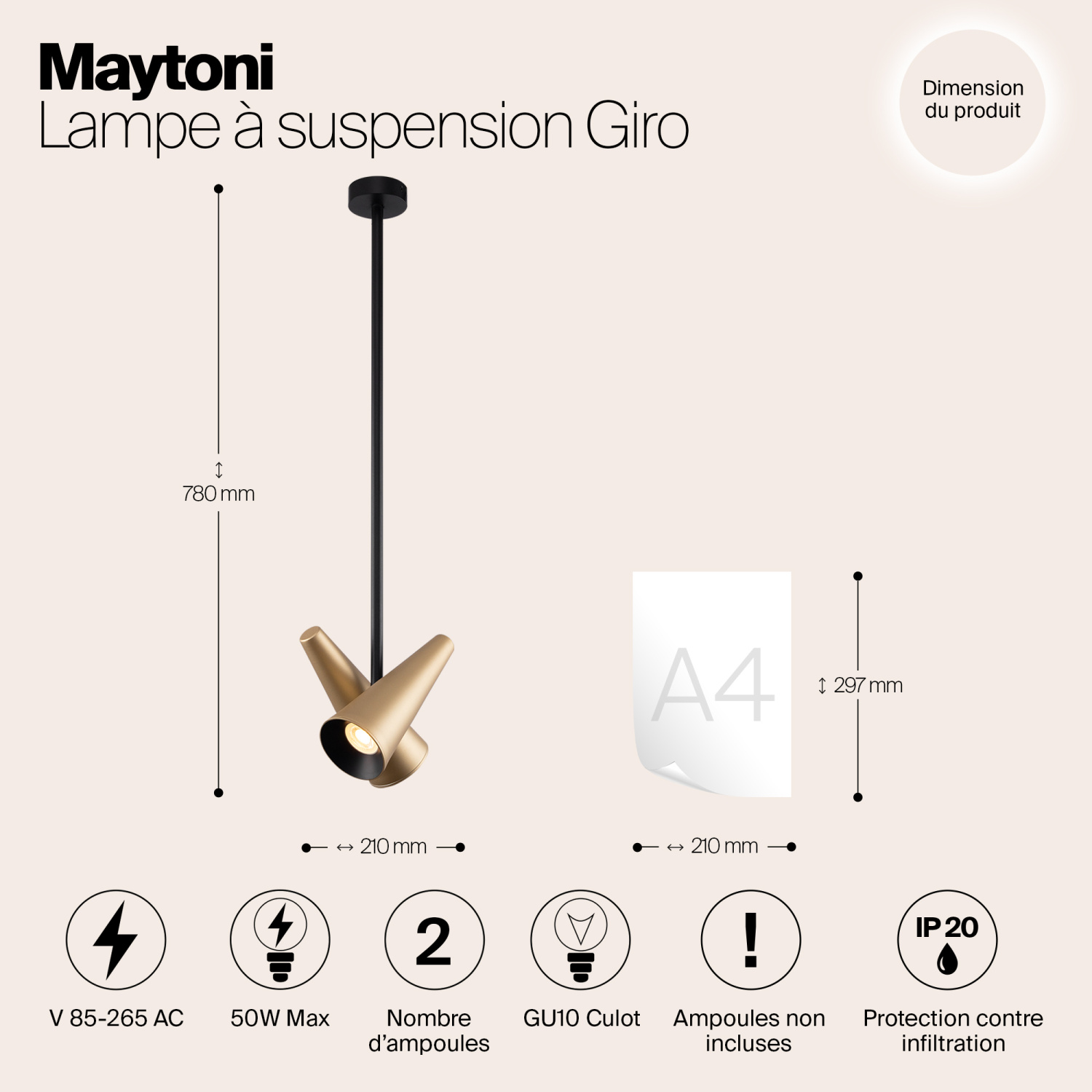 Maytoni Modern Giro Подвесной светильник цвет: латунь MOD095PL-02BS