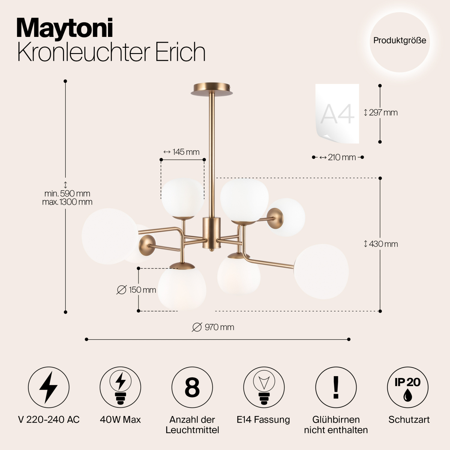 Maytoni Modern Erich Люстра цвет: латунь MOD221-PL-08-G
