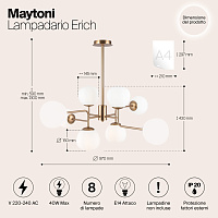 Maytoni Modern Erich Люстра цвет: латунь MOD221-PL-08-G