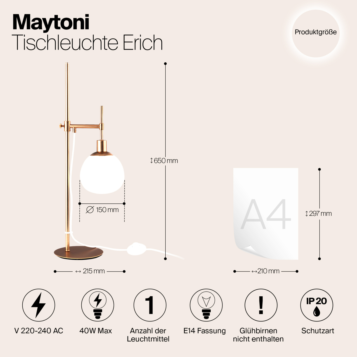 Maytoni Modern Erich Настольный светильник цвет: латунь MOD221-TL-01-G
