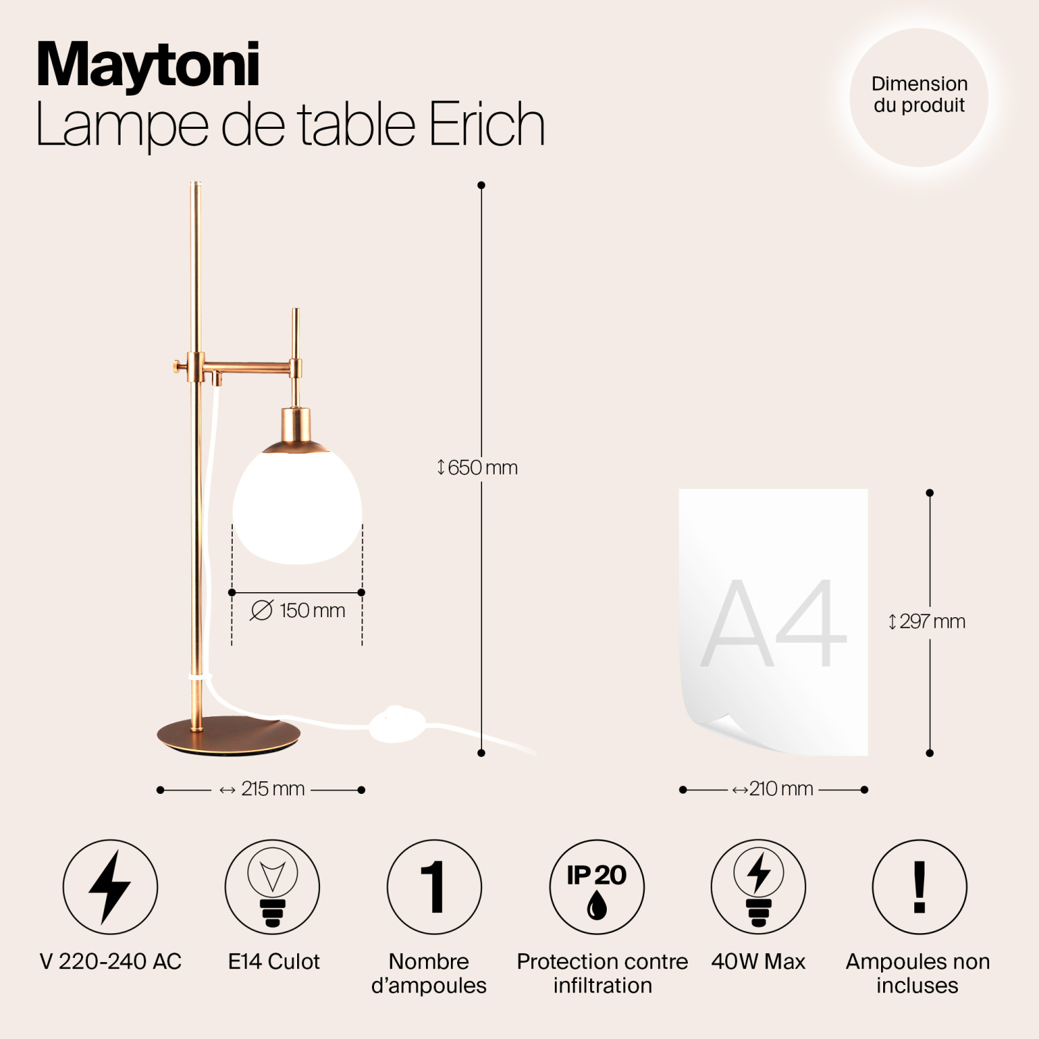 Maytoni Modern Erich Настольный светильник цвет: латунь MOD221-TL-01-G