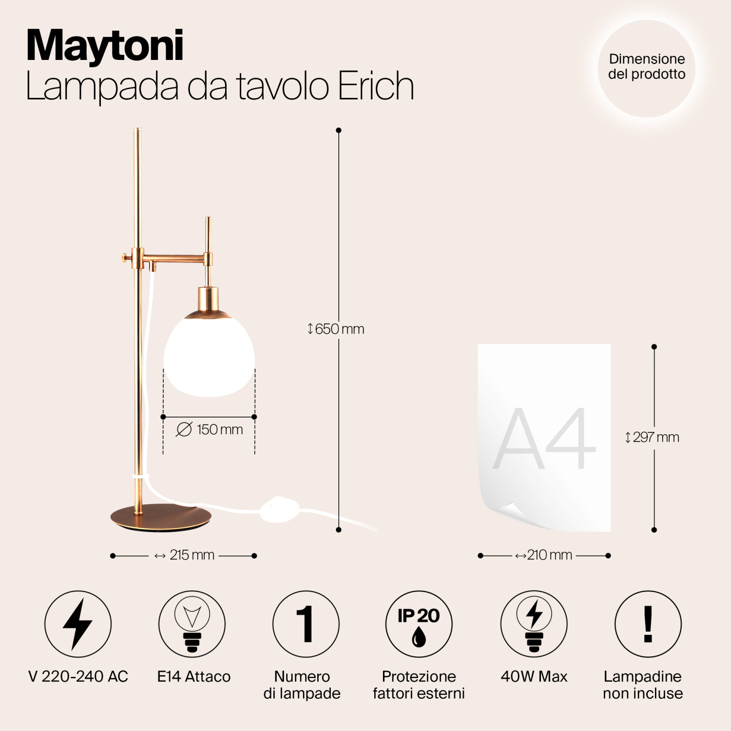 Maytoni Modern Erich Настольный светильник цвет: латунь MOD221-TL-01-G