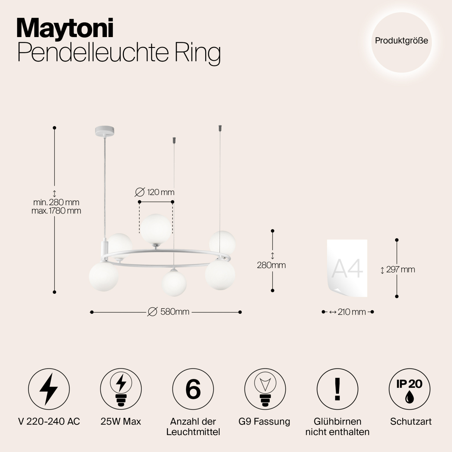 Maytoni Modern Ring Подвесной светильник цвет: белый MOD013PL-06W