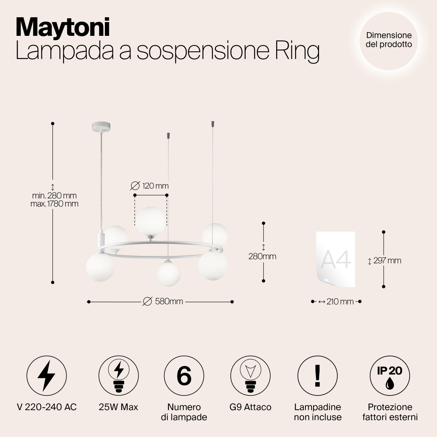 Maytoni Modern Ring Подвесной светильник цвет: белый MOD013PL-06W