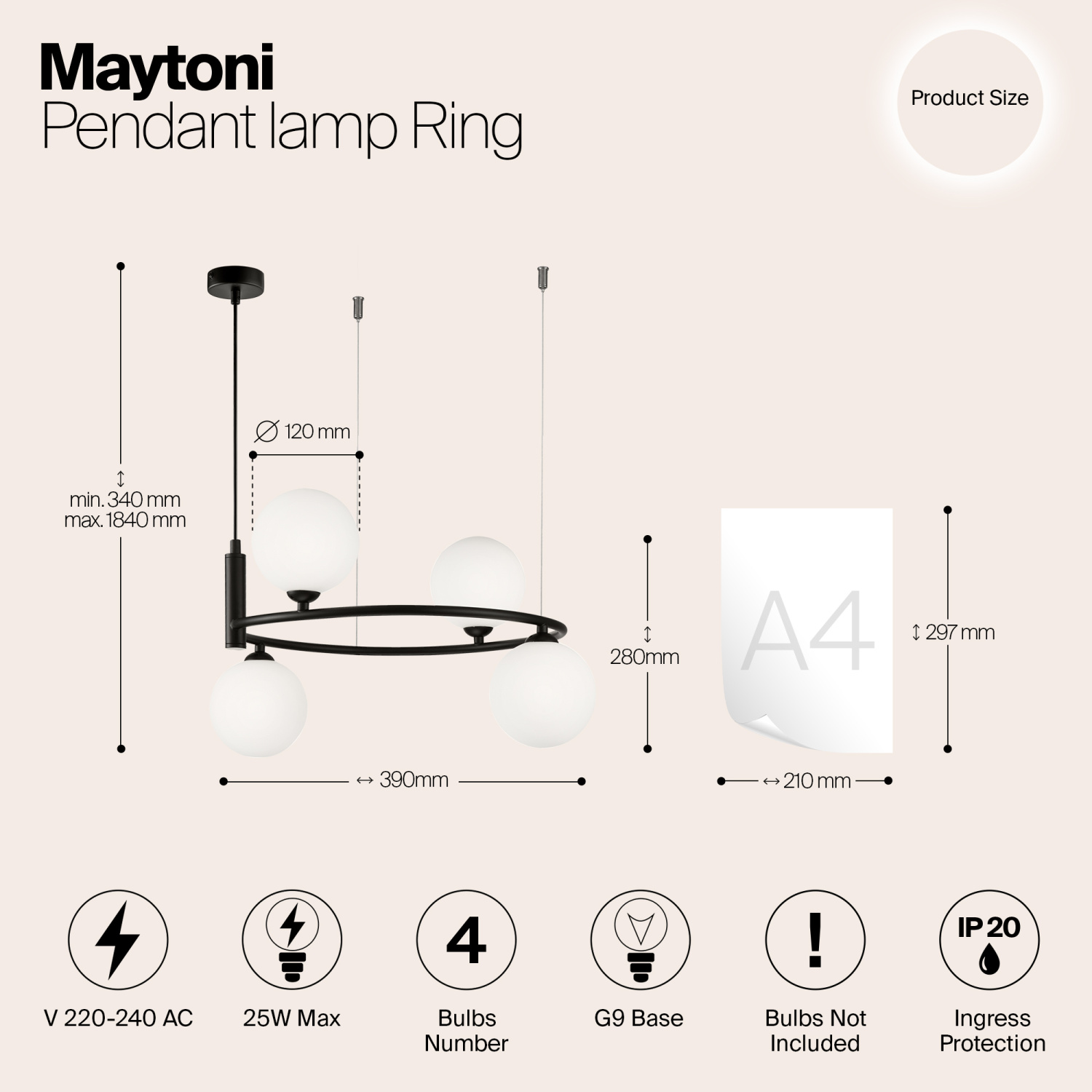 Maytoni Modern Ring Подвесной светильник цвет: черный MOD013PL-04B