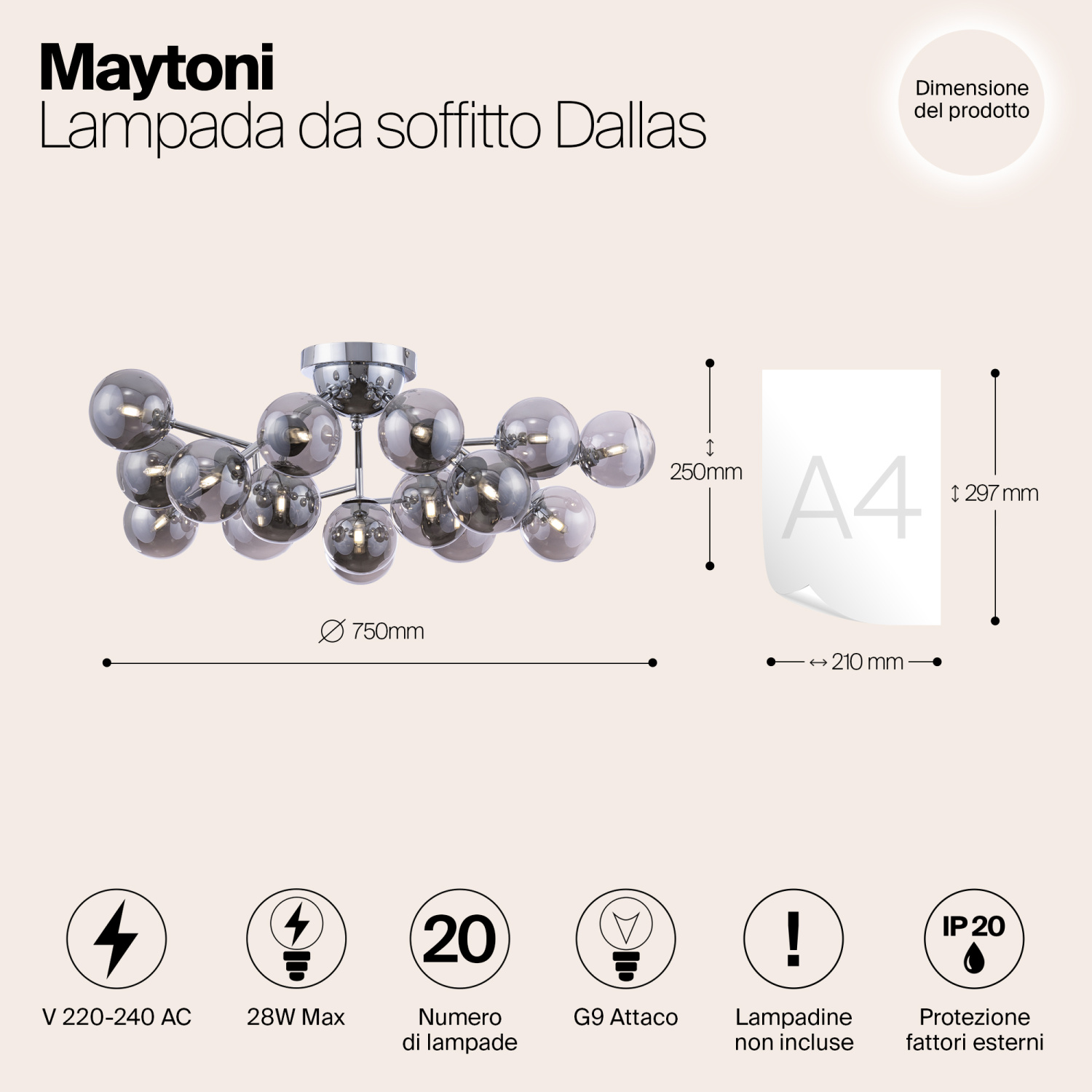 Maytoni Modern Dallas Потолочный светильник цвет: хром MOD545PL-20CH