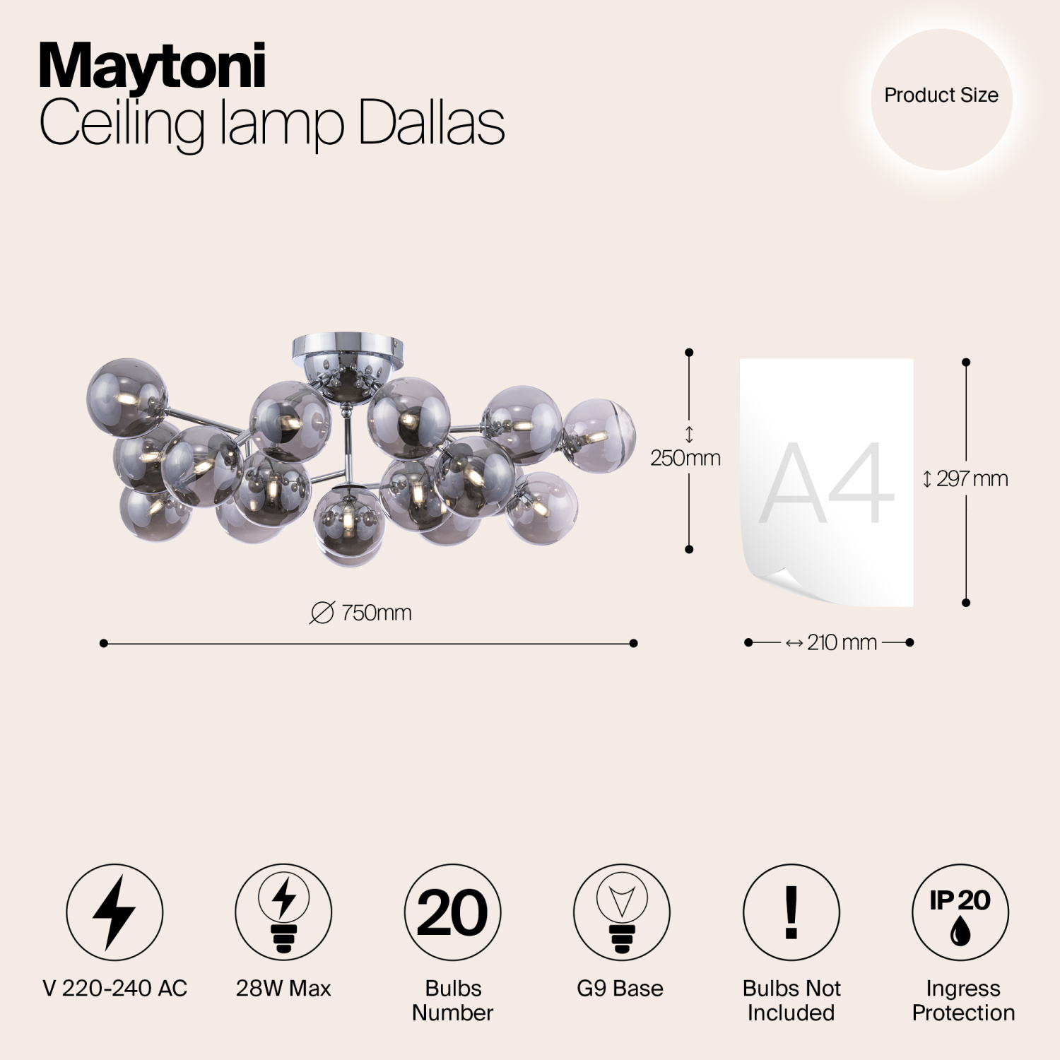 Maytoni Modern Dallas Потолочный светильник цвет: хром MOD545PL-20CH