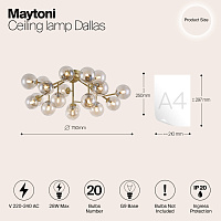 Maytoni Modern Dallas Потолочный светильник цвет: золото MOD545PL-20G