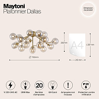 Maytoni Modern Dallas Потолочный светильник цвет: золото MOD545PL-20G