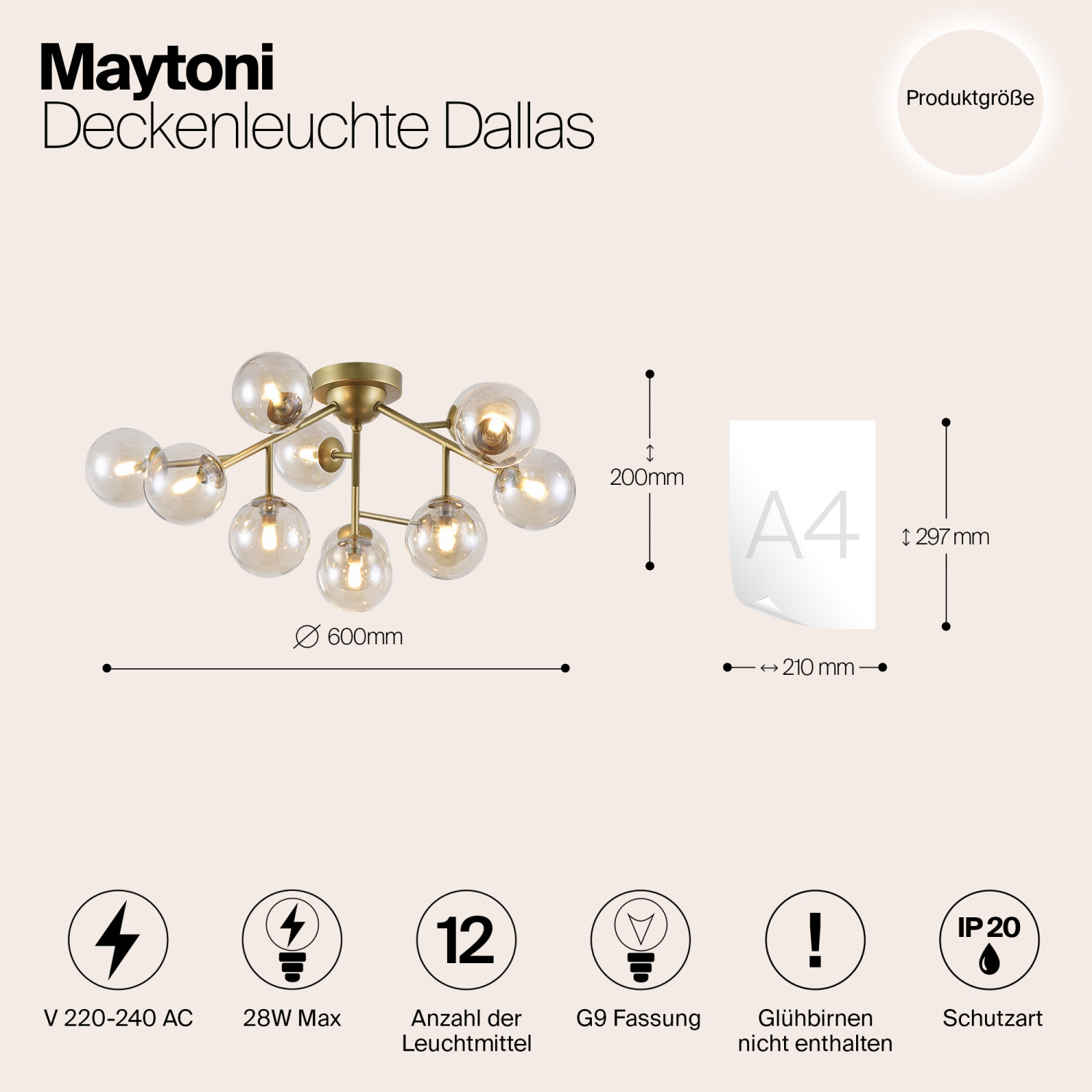 Maytoni Modern Dallas Потолочный светильник цвет: золото MOD545PL-12G