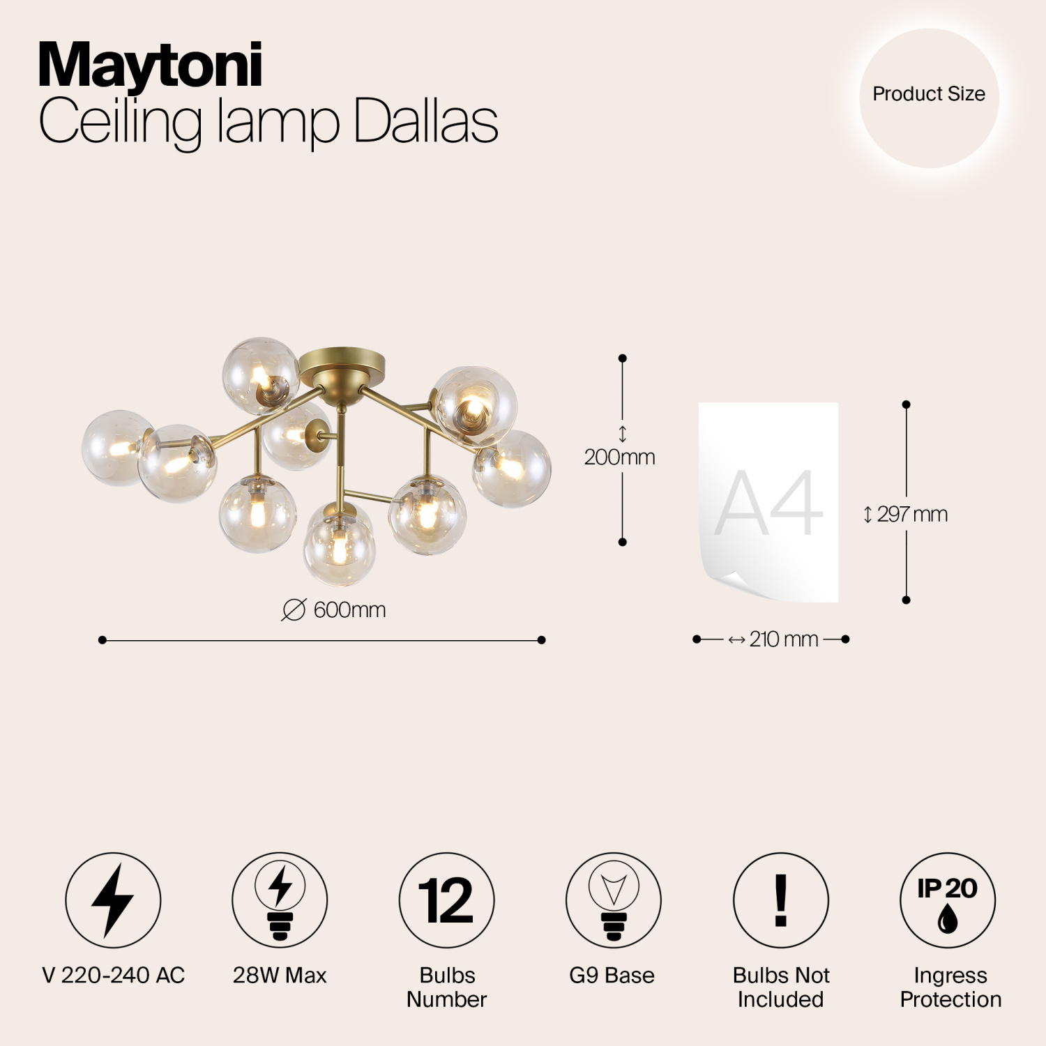Maytoni Modern Dallas Потолочный светильник цвет: золото MOD545PL-12G