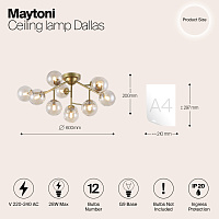 Maytoni Modern Dallas Потолочный светильник цвет: золото MOD545PL-12G