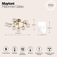 Maytoni Modern Dallas Потолочный светильник цвет: золото MOD545PL-12G