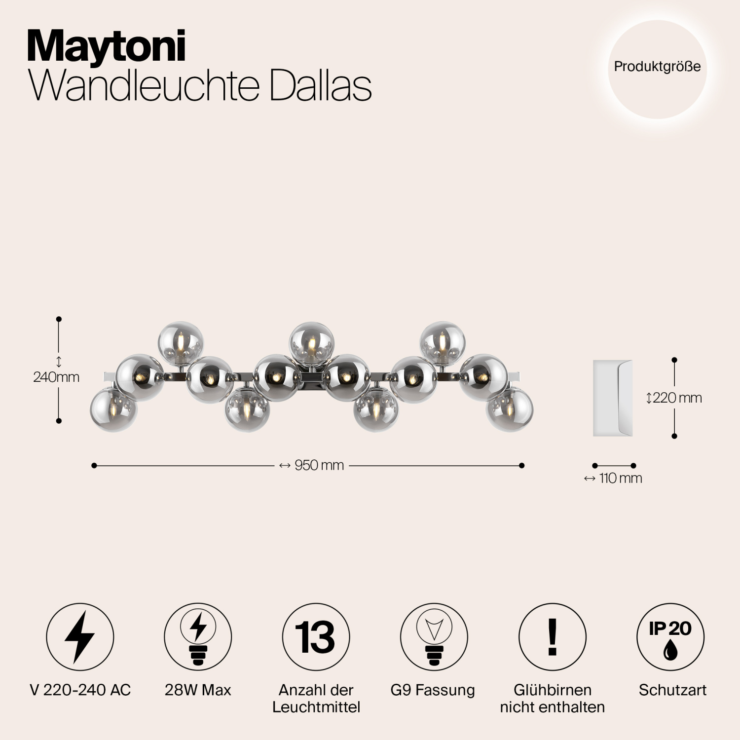 Maytoni Modern Dallas Настенный светильник (бра) цвет: хром MOD547WL-13CH