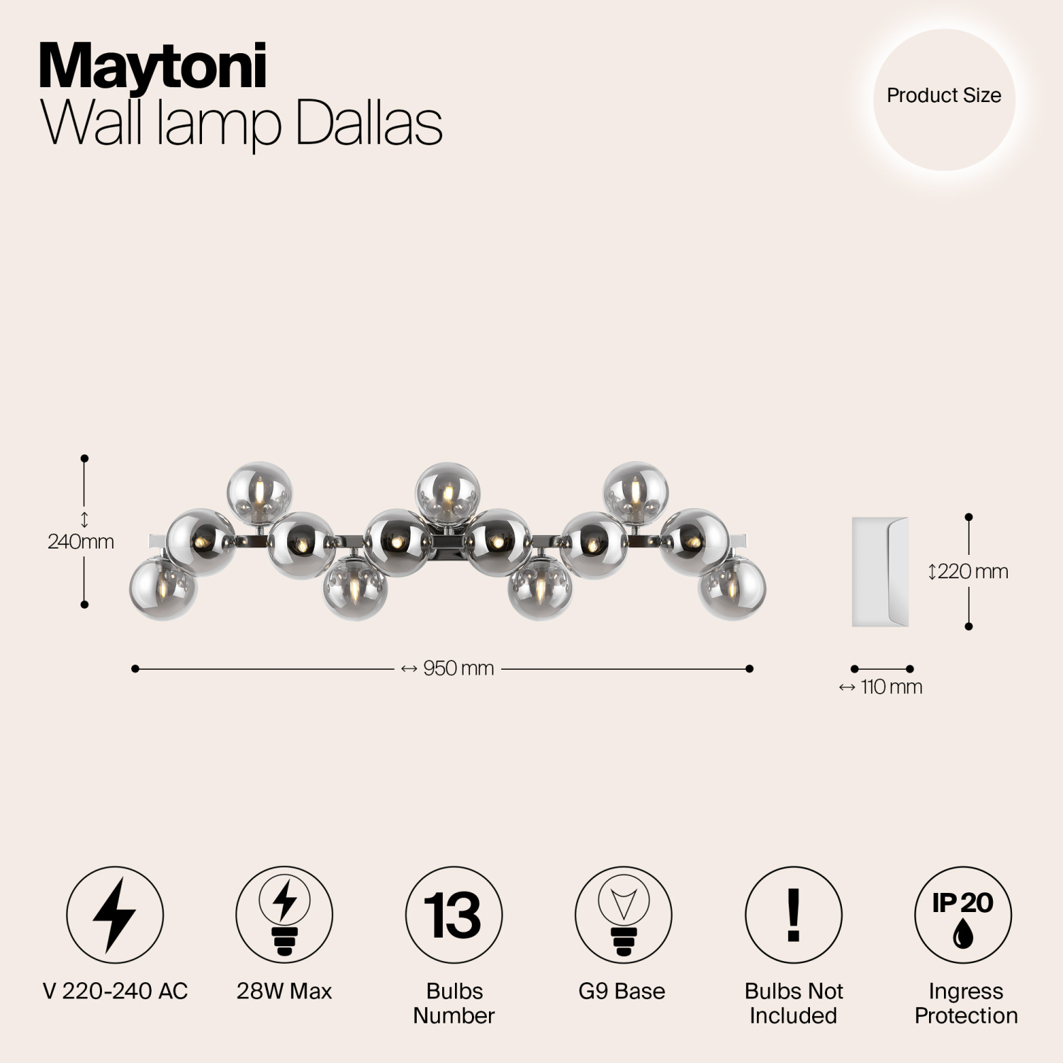 Maytoni Modern Dallas Настенный светильник (бра) цвет: хром MOD547WL-13CH