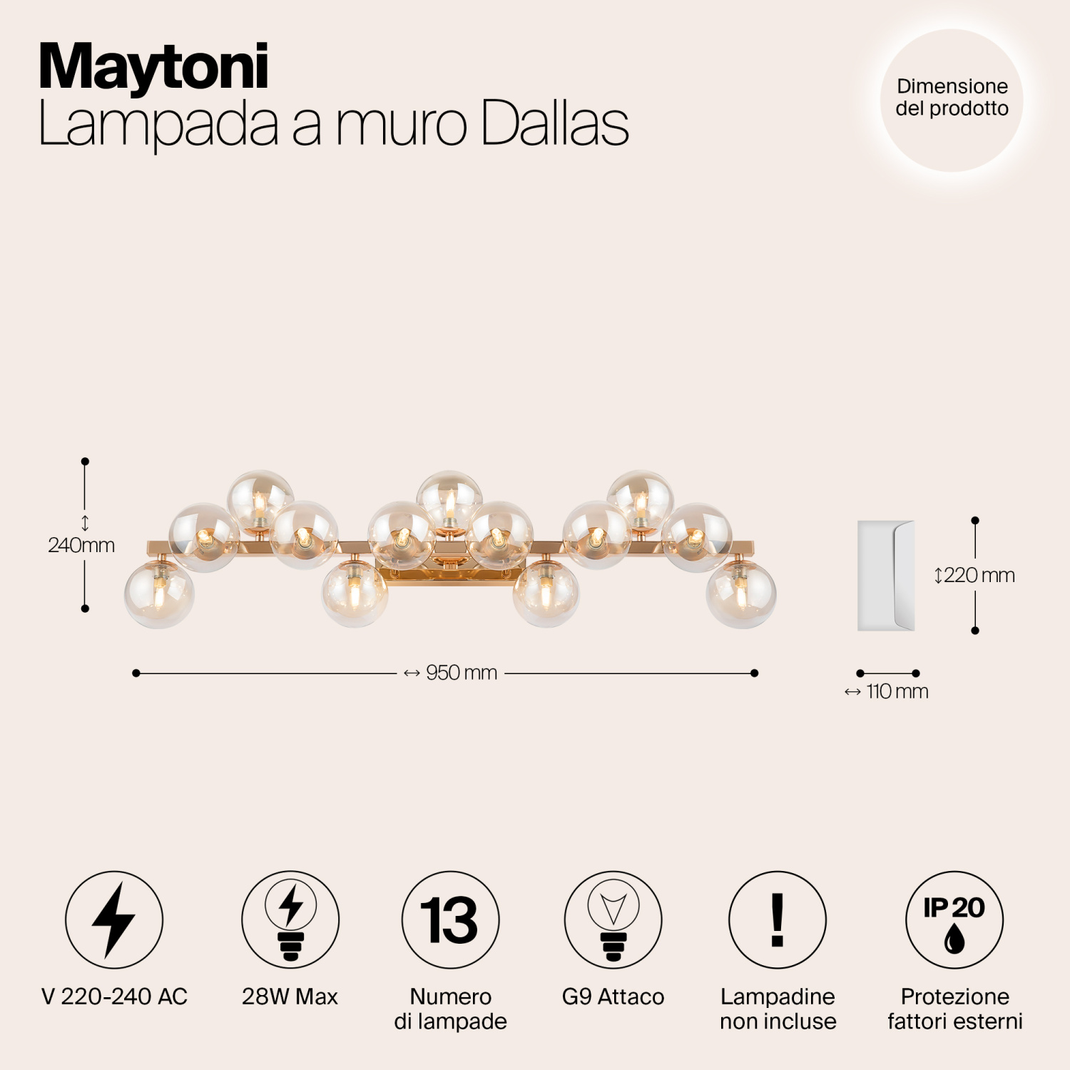 Maytoni Modern Dallas Настенный светильник (бра) цвет: золото MOD547WL-13G