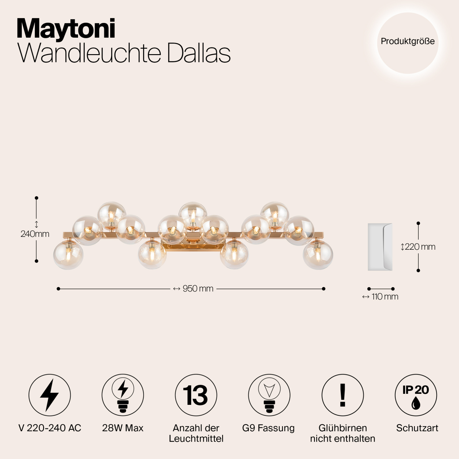 Maytoni Modern Dallas Настенный светильник (бра) цвет: золото MOD547WL-13G