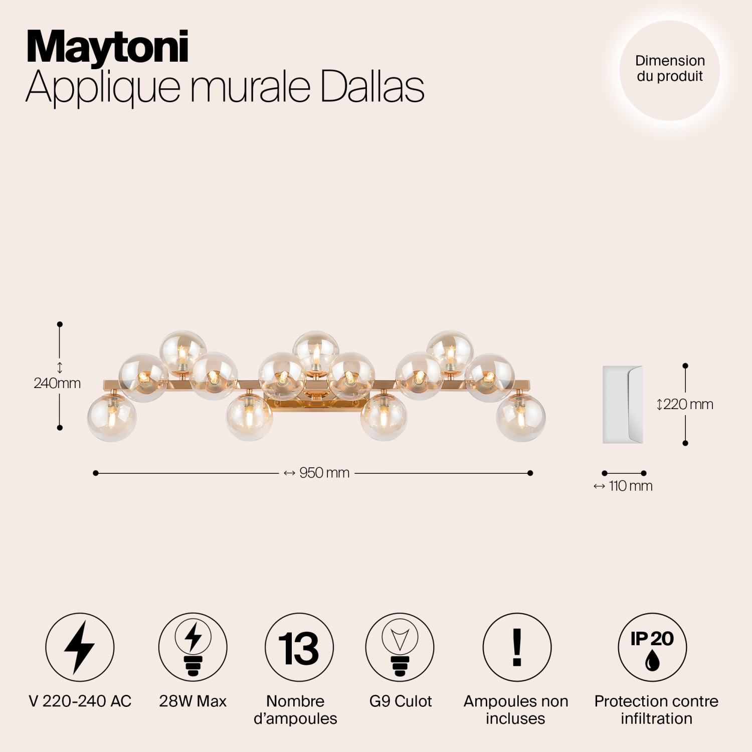 Maytoni Modern Dallas Настенный светильник (бра) цвет: золото MOD547WL-13G