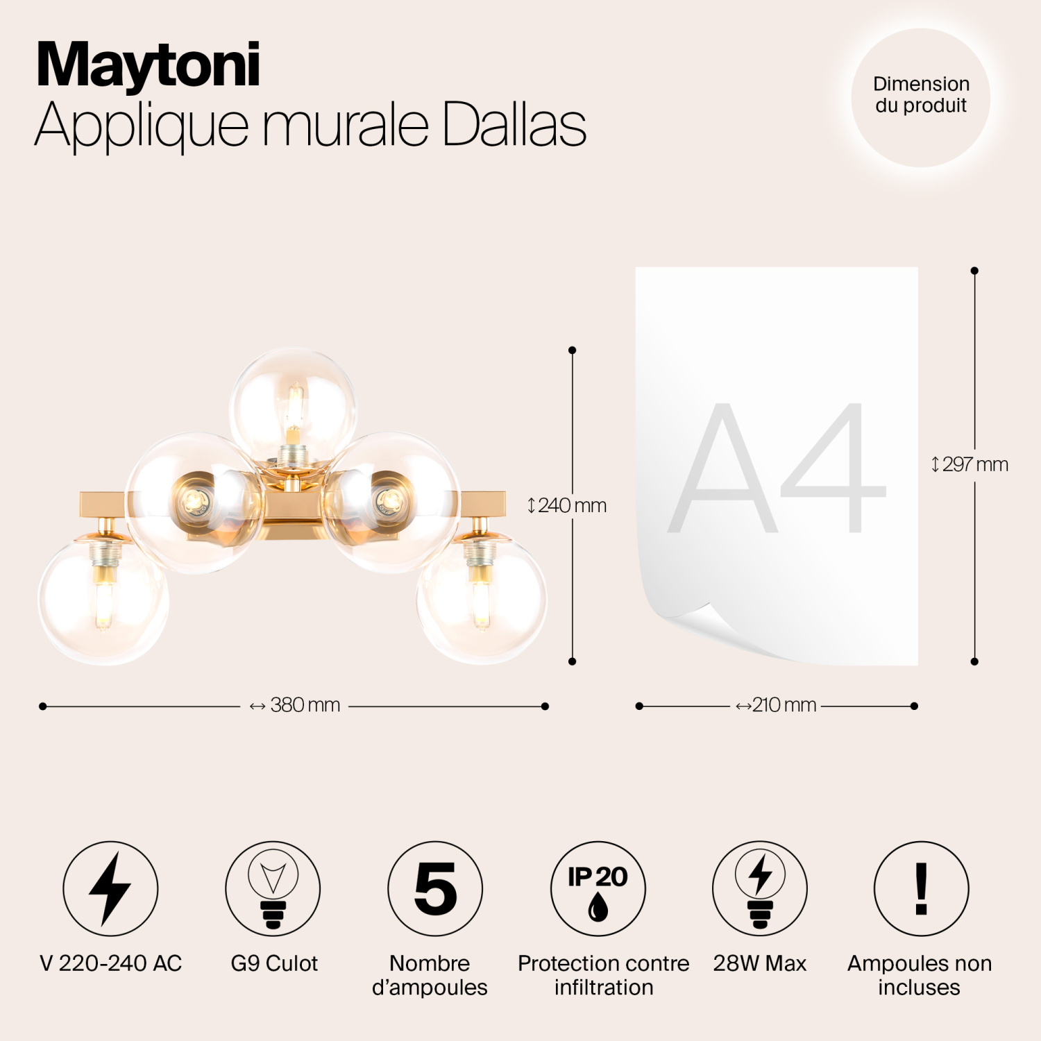 Maytoni Modern Dallas Настенный светильник (бра) цвет: золото MOD547WL-05G