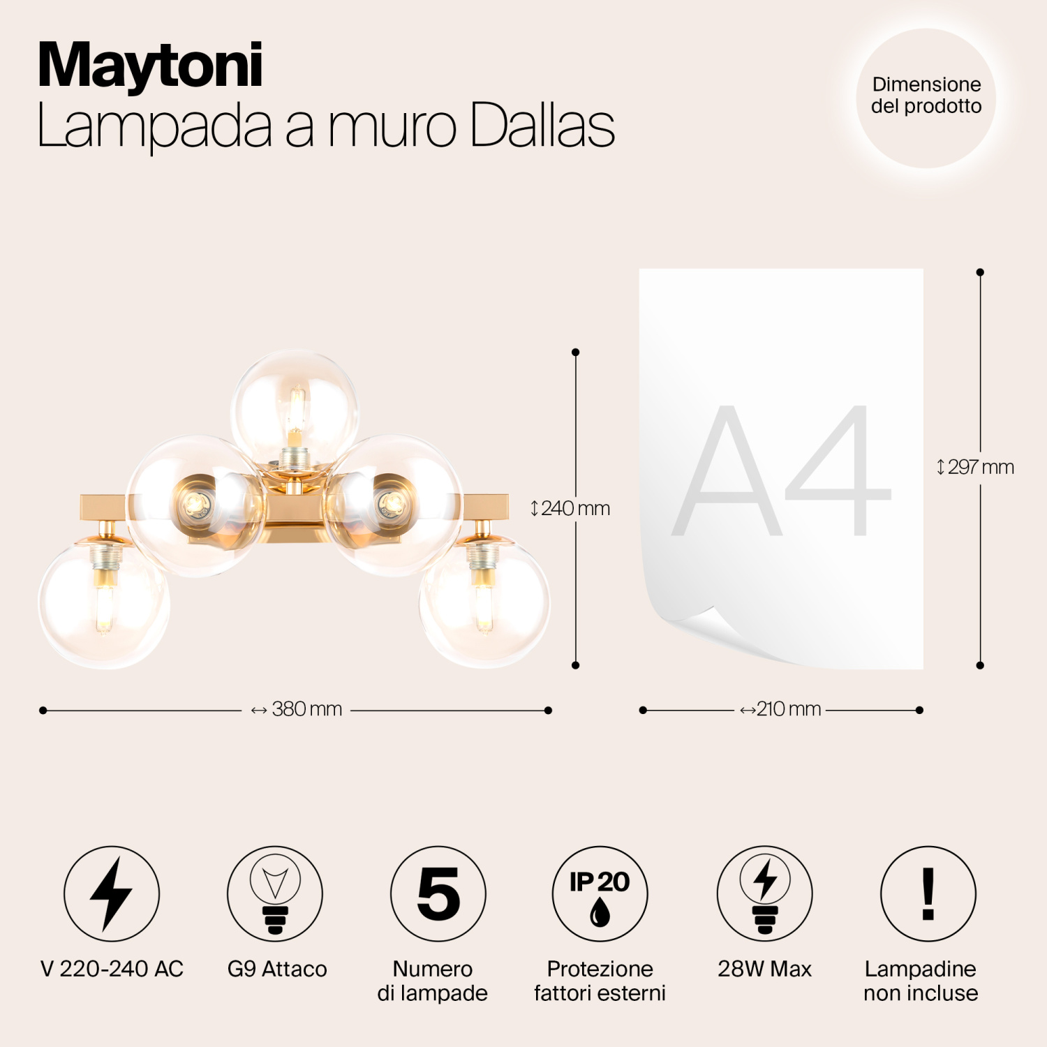 Maytoni Modern Dallas Настенный светильник (бра) цвет: золото MOD547WL-05G
