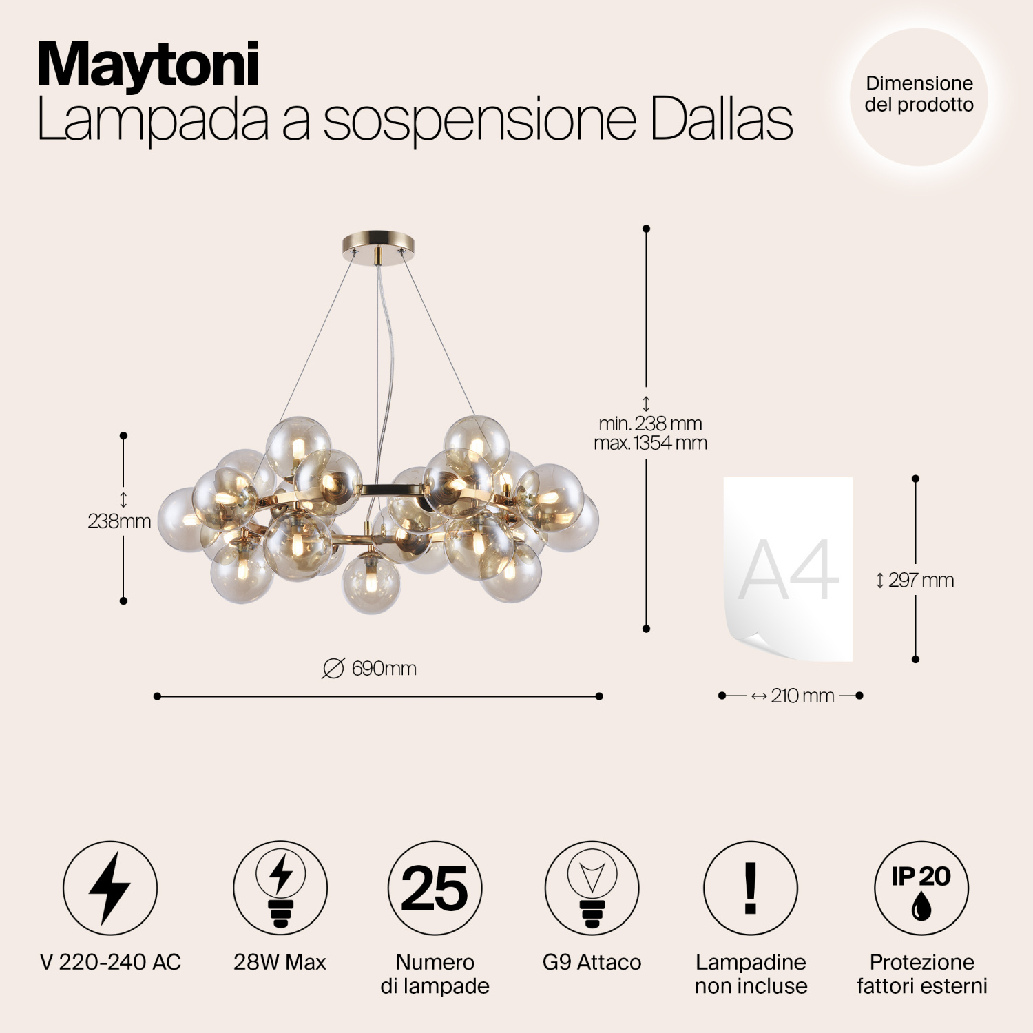 Maytoni Modern Dallas Подвесной светильник цвет: золото MOD548PL-25G