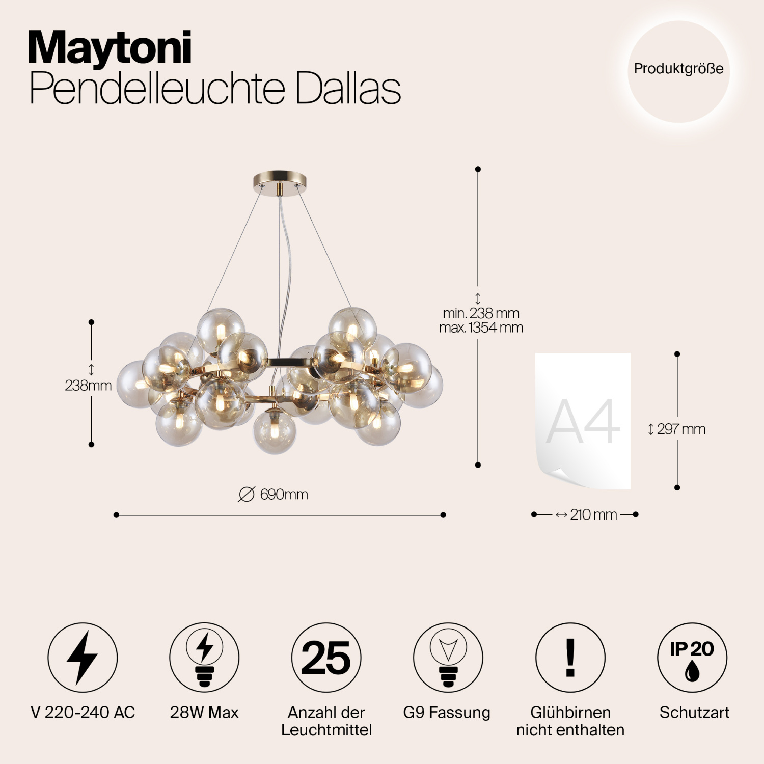 Maytoni Modern Dallas Подвесной светильник цвет: золото MOD548PL-25G