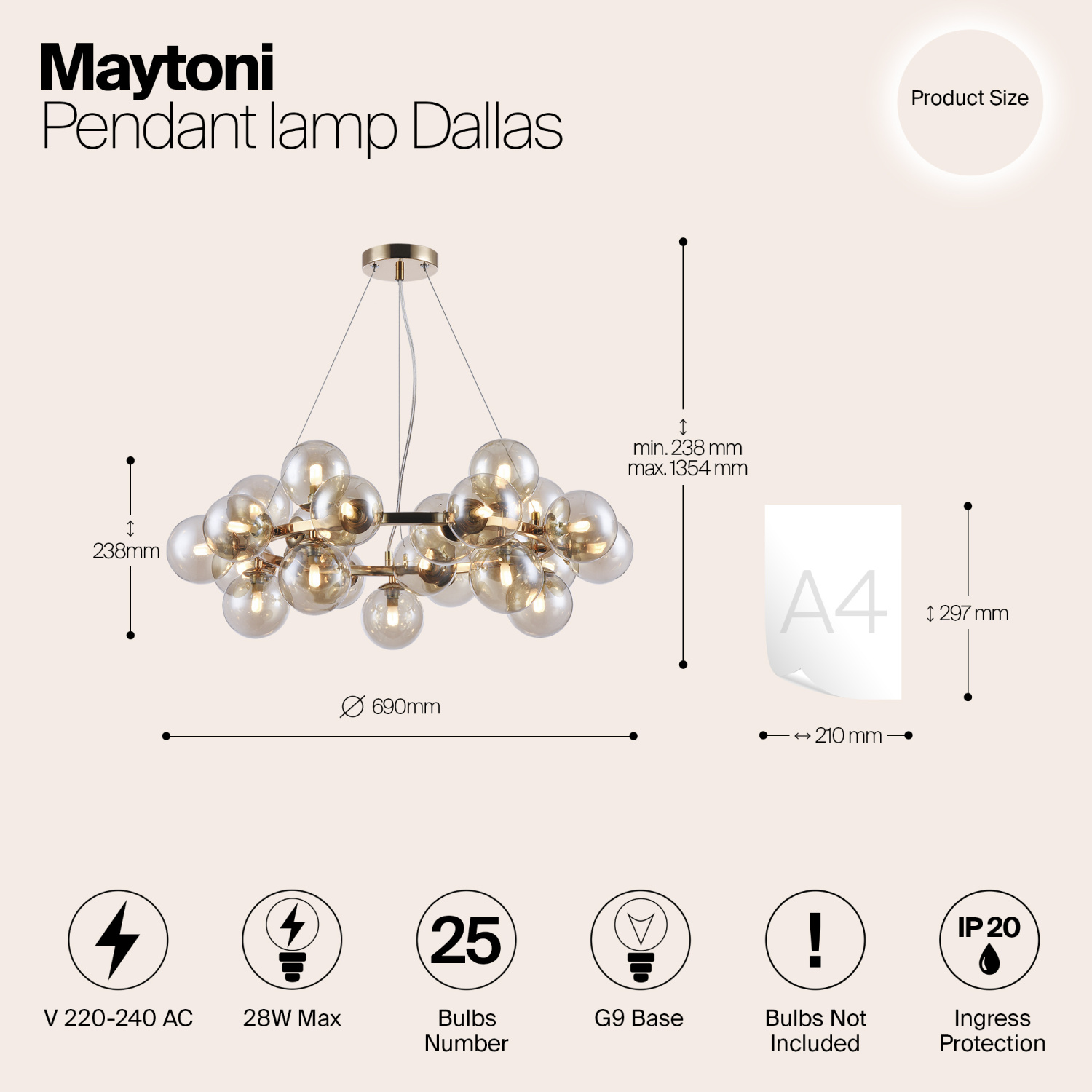 Maytoni Modern Dallas Подвесной светильник цвет: золото MOD548PL-25G