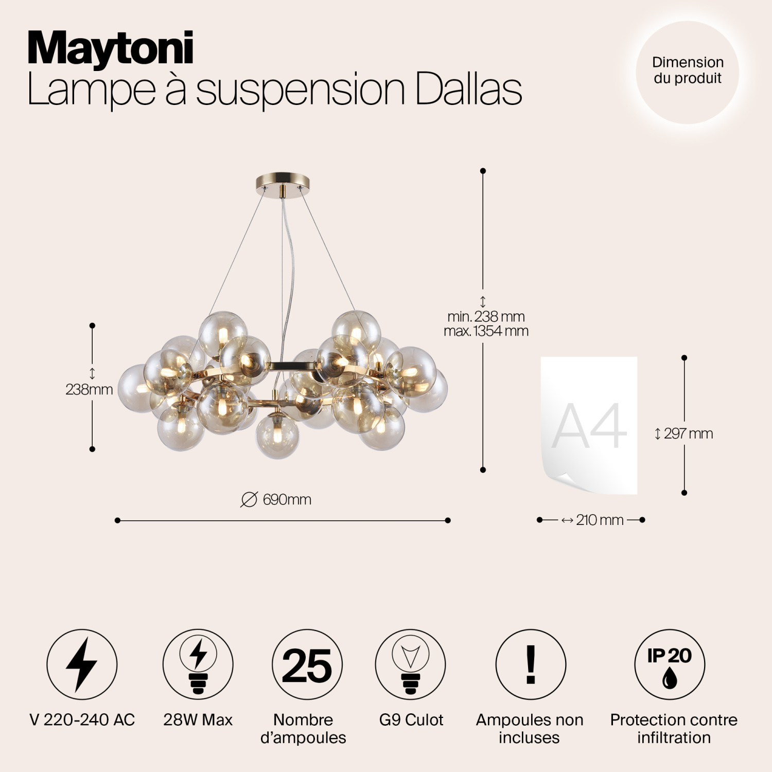 Maytoni Modern Dallas Подвесной светильник цвет: золото MOD548PL-25G