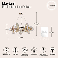 Maytoni Modern Dallas Подвесной светильник цвет: золото MOD548PL-25G