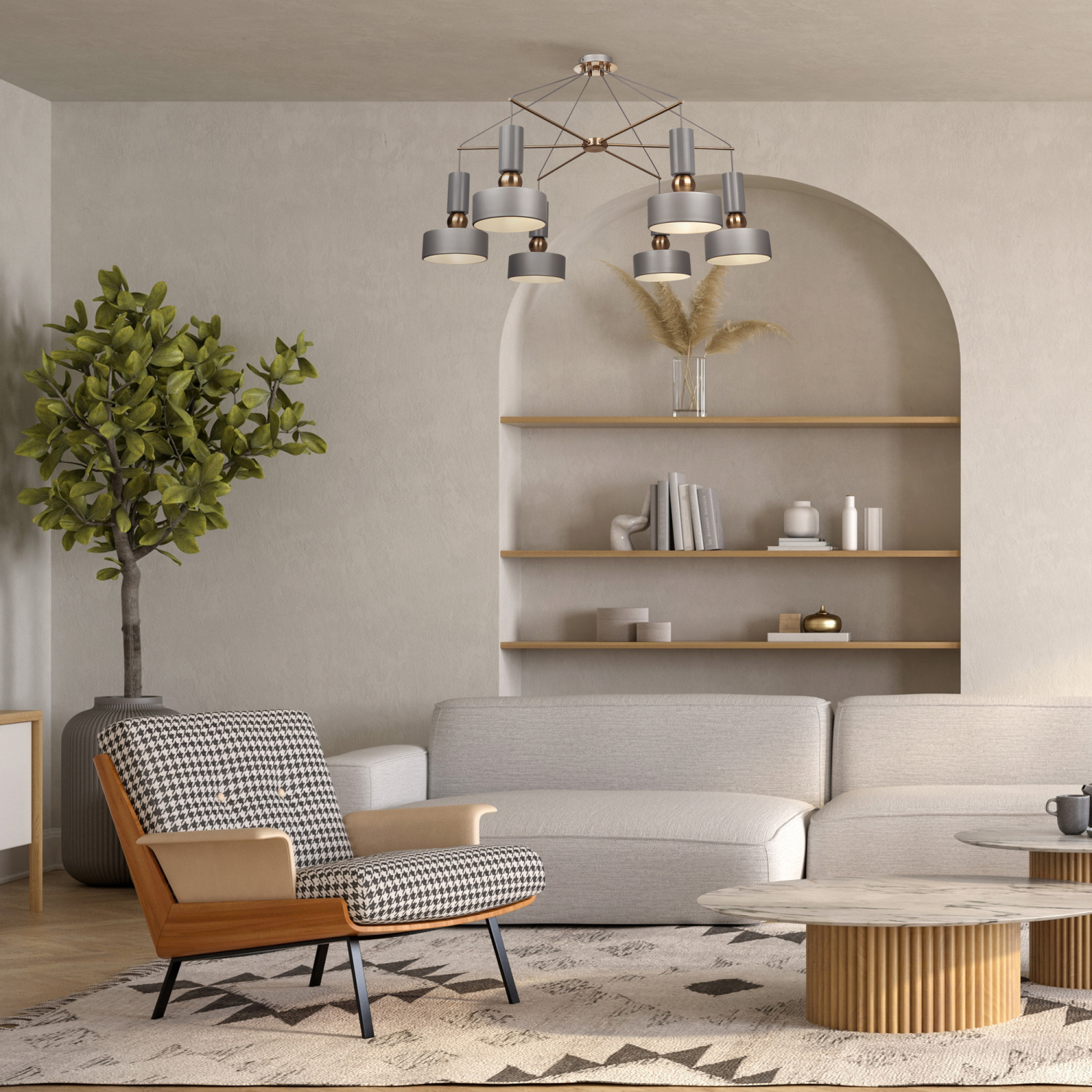 Maytoni Modern Void Подвесной светильник цвет: серебро MOD030PL-06GR