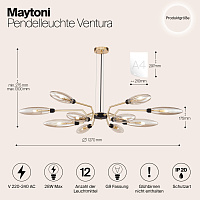 Maytoni Modern Ventura Подвесной светильник цвет: золото MOD012CL-12G
