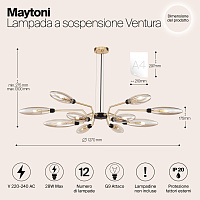Maytoni Modern Ventura Подвесной светильник цвет: золото MOD012CL-12G