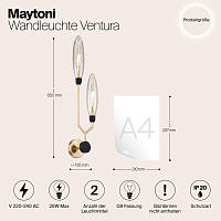 Maytoni Modern Ventura Настенный светильник (бра) цвет: золото MOD012WL-02G