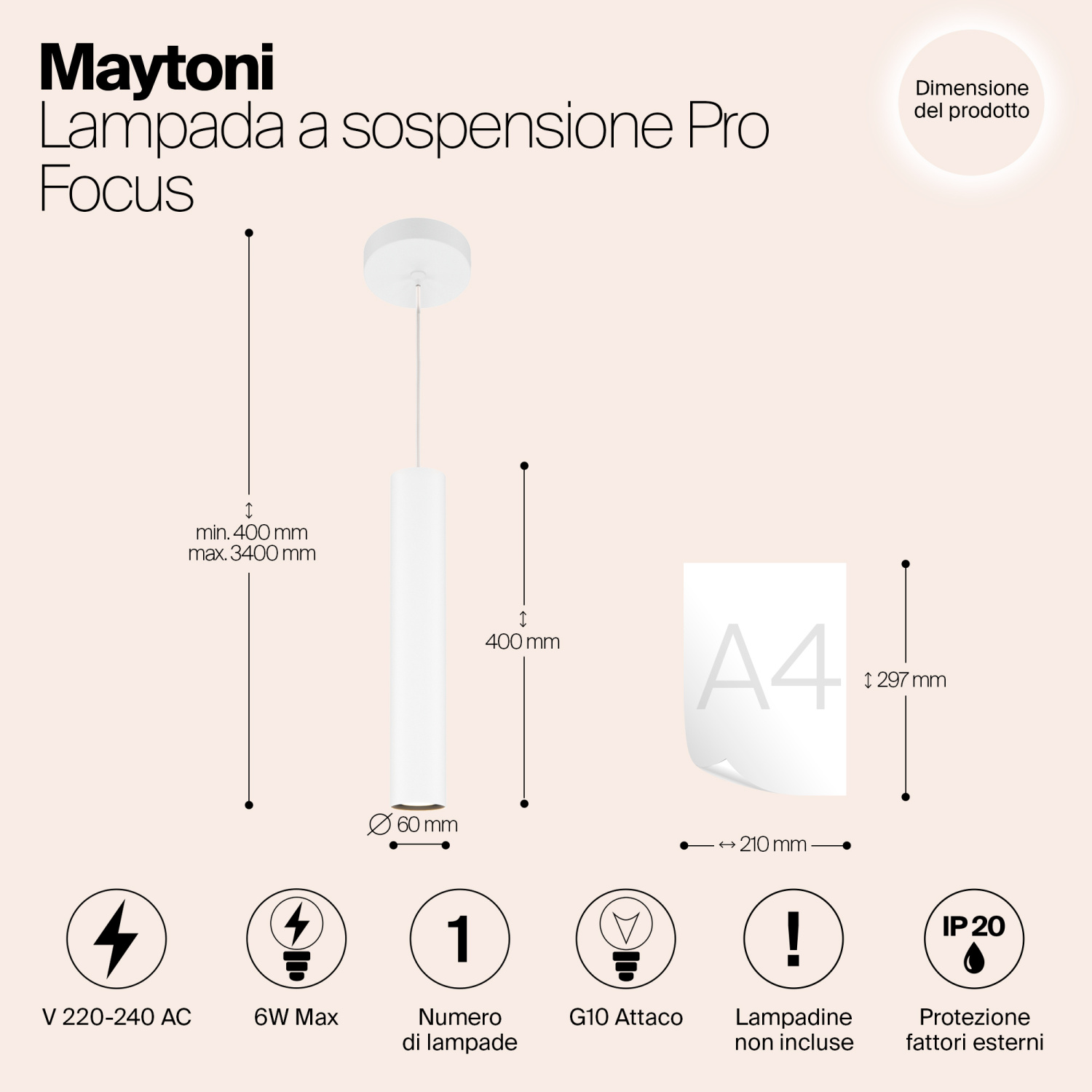 Maytoni Modern Pro Focus Подвесной светильник цвет: белый MOD161PL-01W1