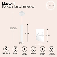Maytoni Modern Pro Focus Подвесной светильник цвет: белый MOD161PL-01W1